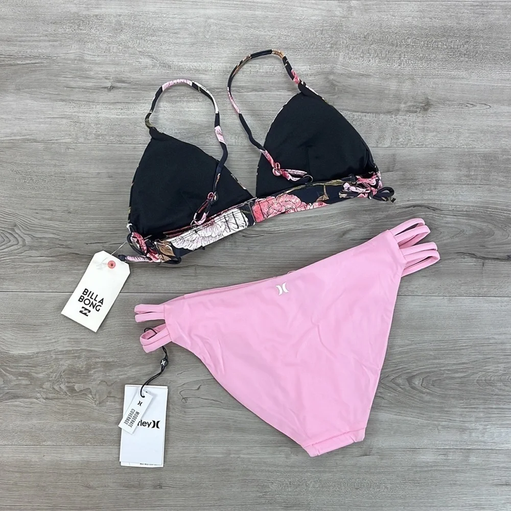 ☀️HURLEY☀️ BILLABONG ☀️SWEET TIDE FIXED TRI MAX MOD SURF BOTTON BIKINI
